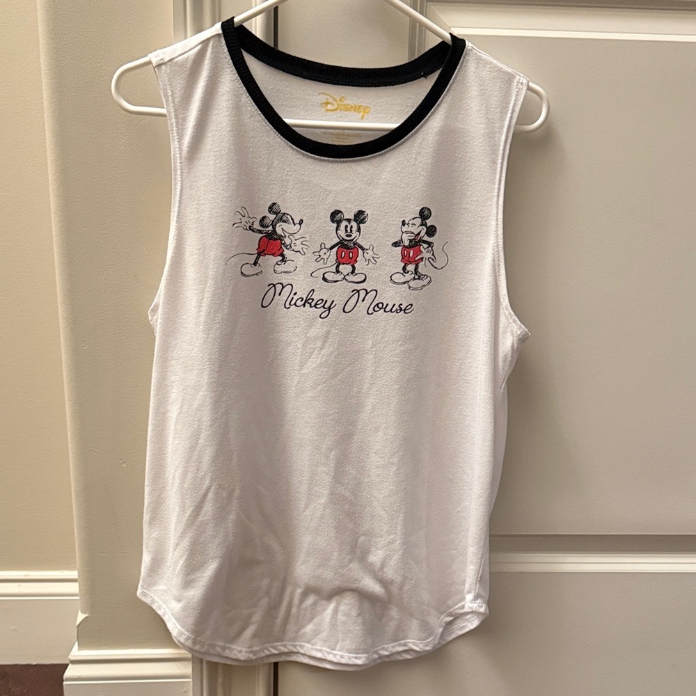 Disney White and Black Mickey Mouse Sleeveless Tank Top XL